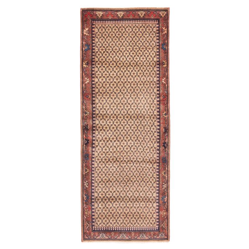 ECARPETGALLERY Hand-knotted Andelz Light Brown Wool Rug - 3'7 x 9'5