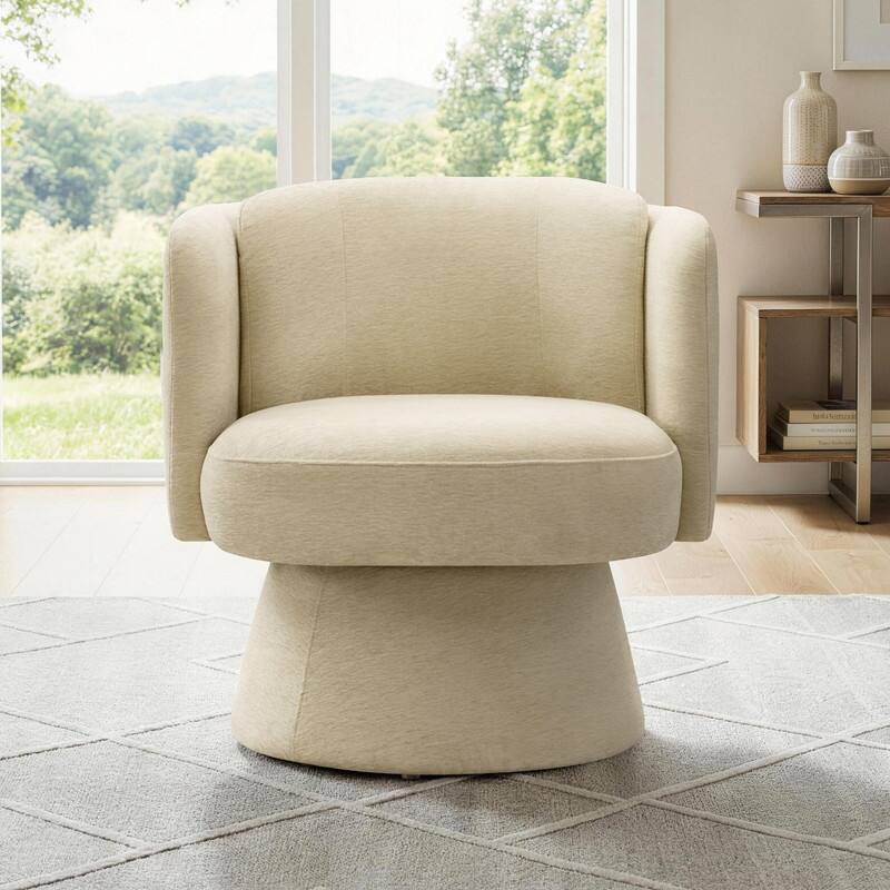 Spruce & Spring Modern Swivel Barrel Accent Chair for Living Room, Bedroom & Nursery