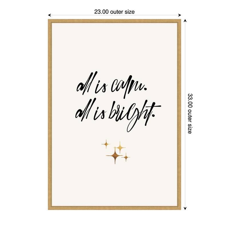 All Is Bright by Eins Kubistika (23 x 33 in.), Framed Canvas Wall Art Print - Sylvie Bright Gold