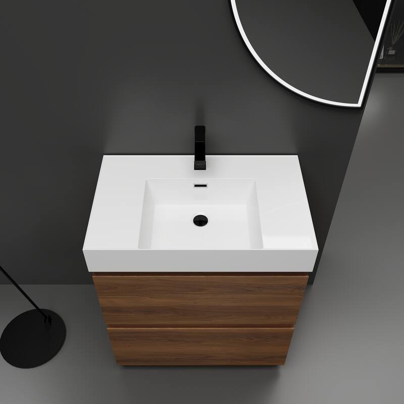 30 in. W x 18 in. D x 35 in. H Single Sink Freestanding Bath Vanity with White Resin Top