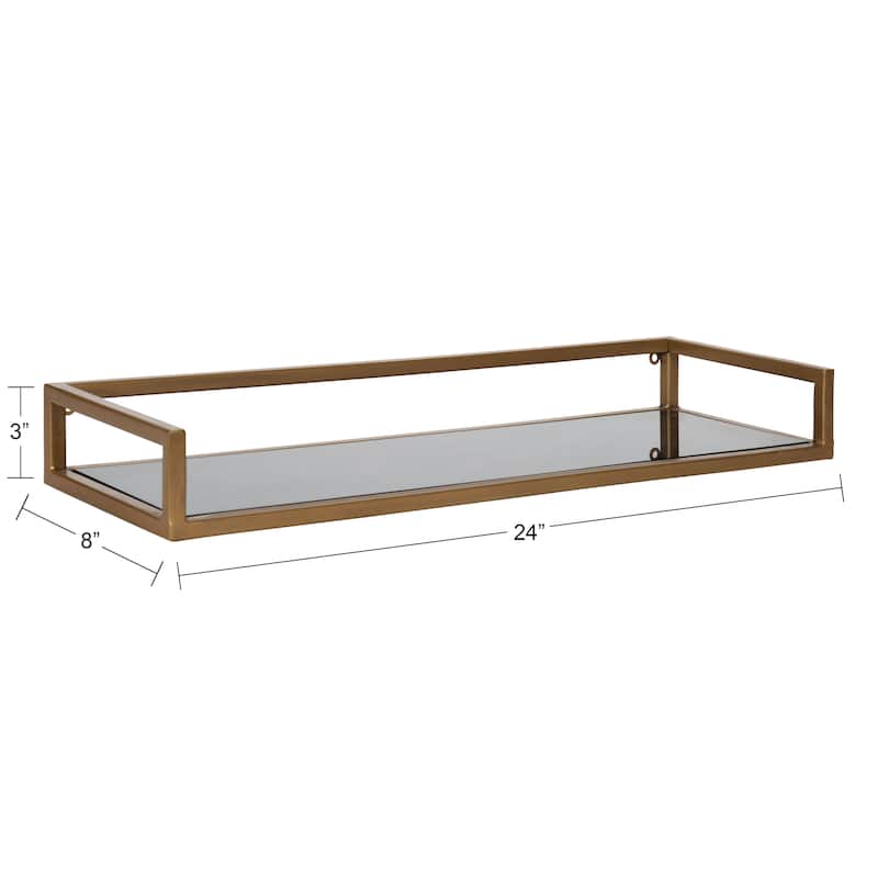 Kate and Laurel Blex Metal and Glass Wall Shelf