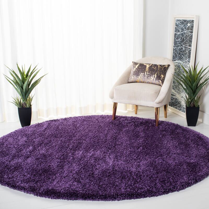 SAFAVIEH Milan Shag Maibritt 2-inch Thick Area Rug - 5'1" x 5'1" Round - Purple