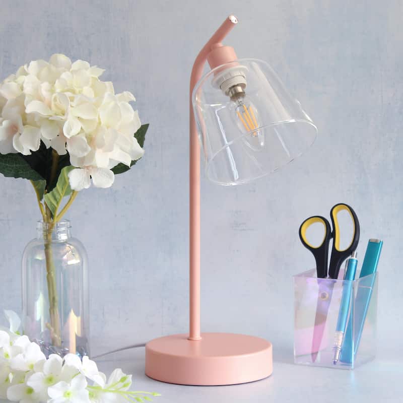 Metal Desk Lamp with Glass Shade Industrial Style Lighting - 8 x 5.50 x 15.75 in. (L x W x H)