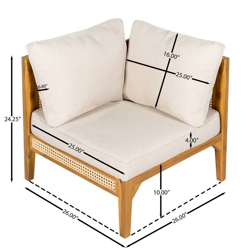 Christopher Knight Home - Peregrine V‑Shaped Acacia Wood 5 Seater Outdoor Sofa Set
