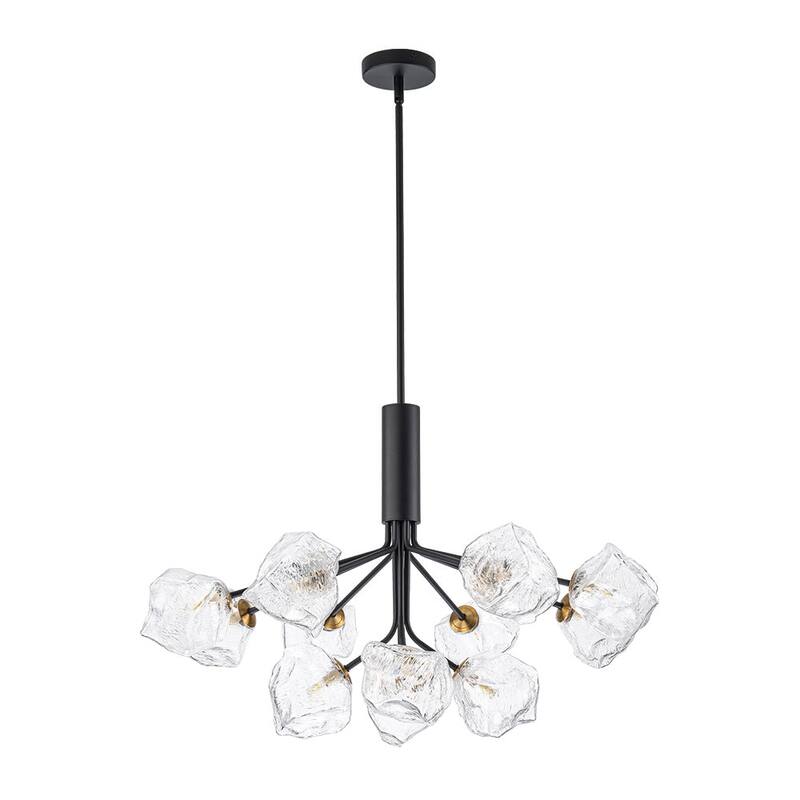 Black and Gold Clear Rock Glass Sputnik Chandelier