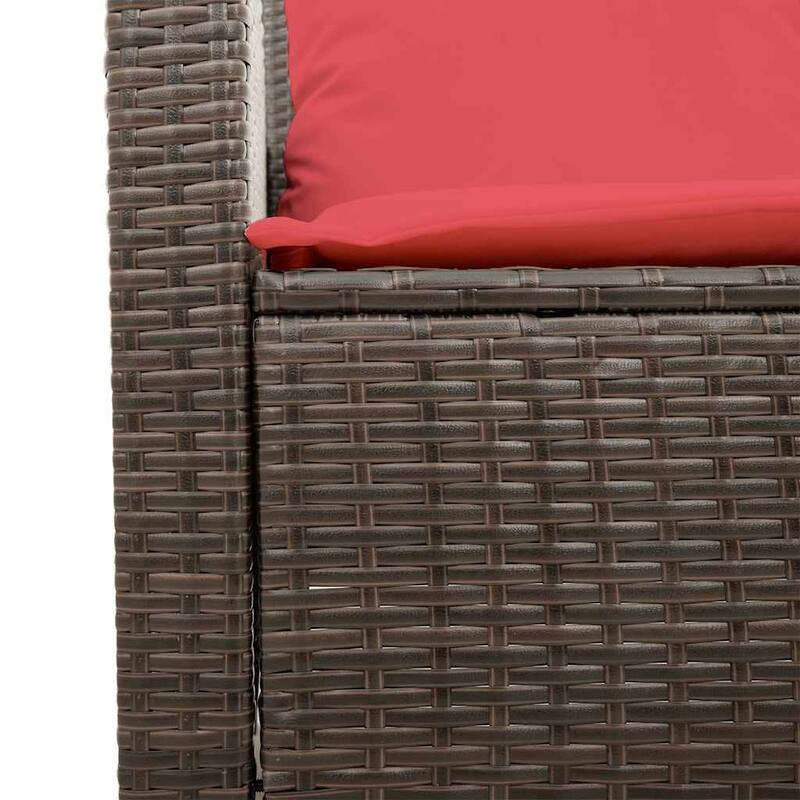 vidaXL Patio Sofa with Cushions Outdoor Seating Sectional Sofa Poly Rattan
