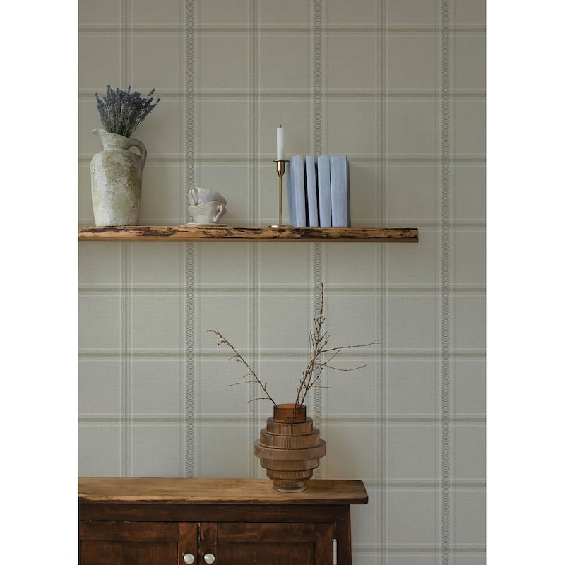Chesapeake Auberge Taupe Plaid Wallpaper