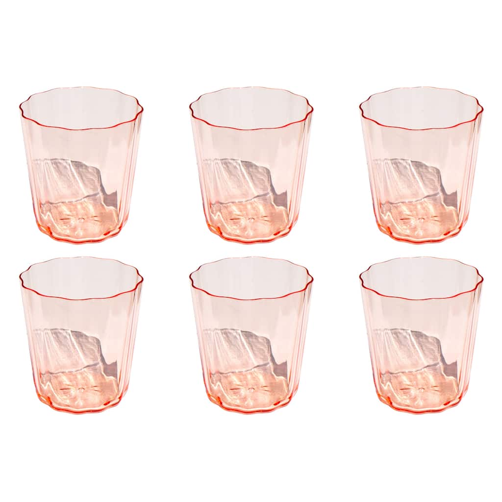 Abode Homewares Simple Scallop Acrylic Drinking Glass - Pink - Set of 6