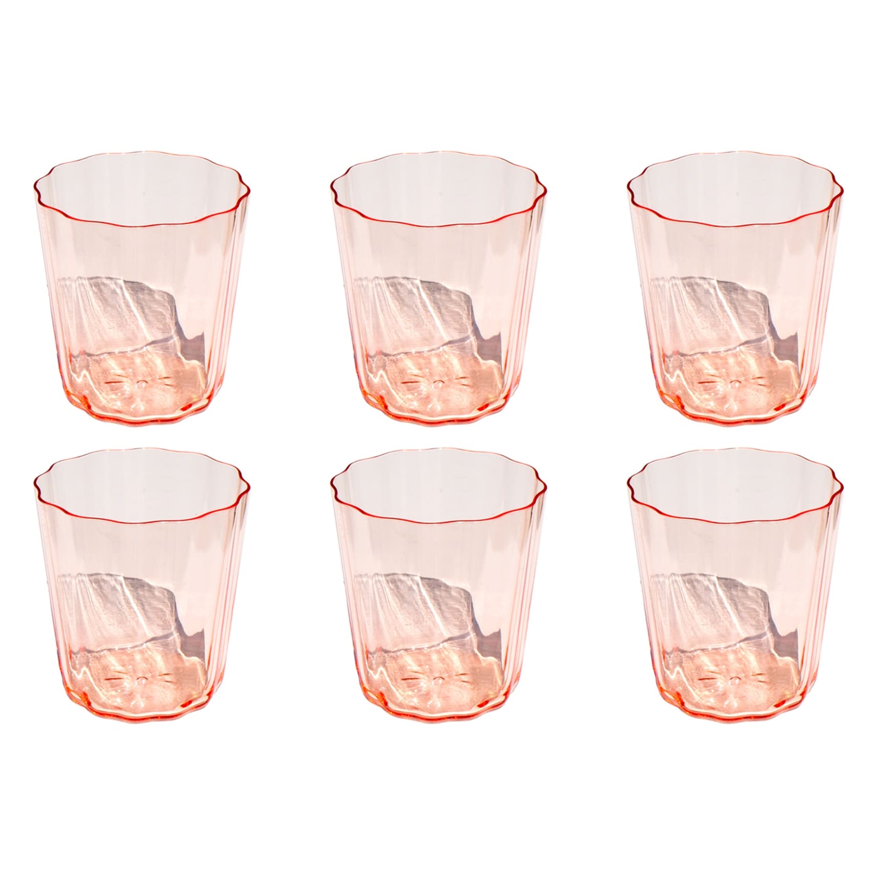 Abode Homewares Simple Scallop Acrylic Drinking Glass - Pink - Set of 6