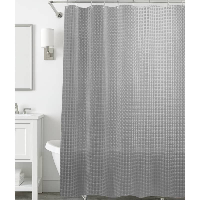 71" x 71" - Grey EVA Shower Curtain Liner With 12 Hooks