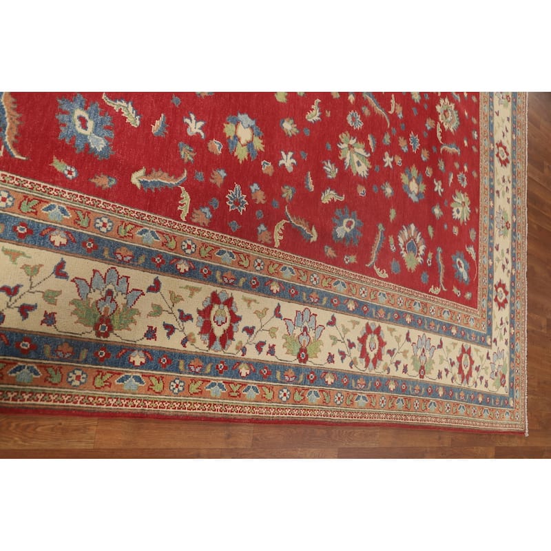 Red Kazak Oriental Area Rug Hand-Knotted Traditional Wool Carpet - 8'9"x 11'8"