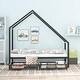preview thumbnail 17 of 29, Versatile Metal House Bed Frame Twin Size Floor Bed Kids Bed Frame with Roof Design for Girls, Boys, Teens Bedroom