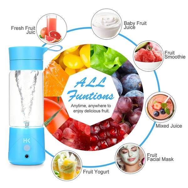 Hk 380ml Mini Usb Juice Extractor Portable Rechargeable Fruit Blender Crusher Blue Overstock 21799625