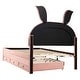 preview thumbnail 57 of 57, Rabbit-Shaped Velvet Platform Bed Frame with Trundle & LED Lights