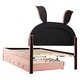 preview thumbnail 33 of 32, Velvet Twin Platform Bed with Trundle and Storage Drawers, Rabbit-Shaped Headboard