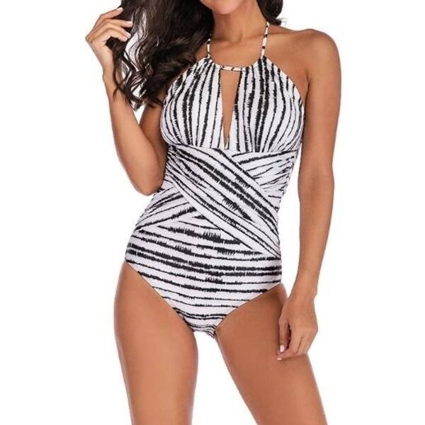 Shop One Piece Swimsuits For Women Slimming Monokini Tummy Control Swimwear Plus Size Bathing Suits V Neckline Halter Overstock 31151471