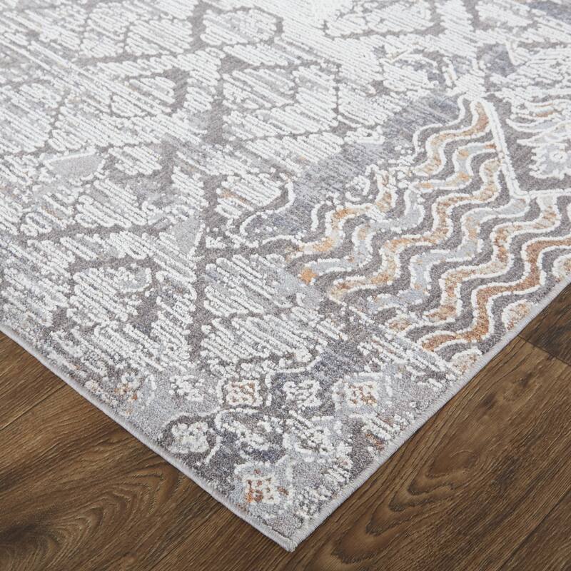 Xofaq Power Loomed Distressed Geometric Modern Stain Resistant Area Rug By HomeRoots