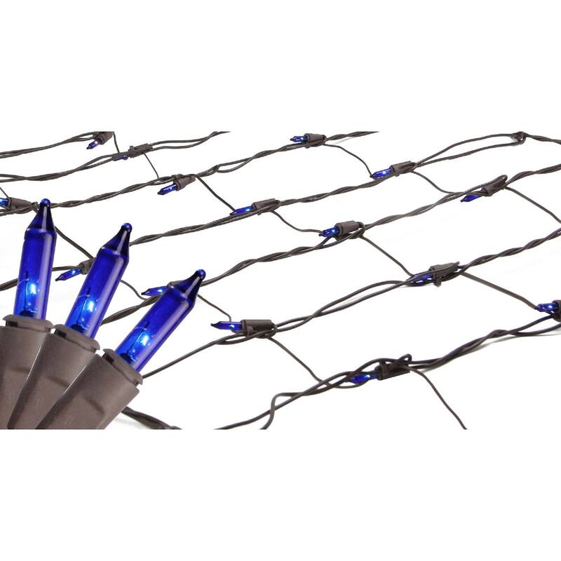 2' x 8' Mini Net Style Tree Trunk Wrap Christmas Lights Brown Wire - Blue