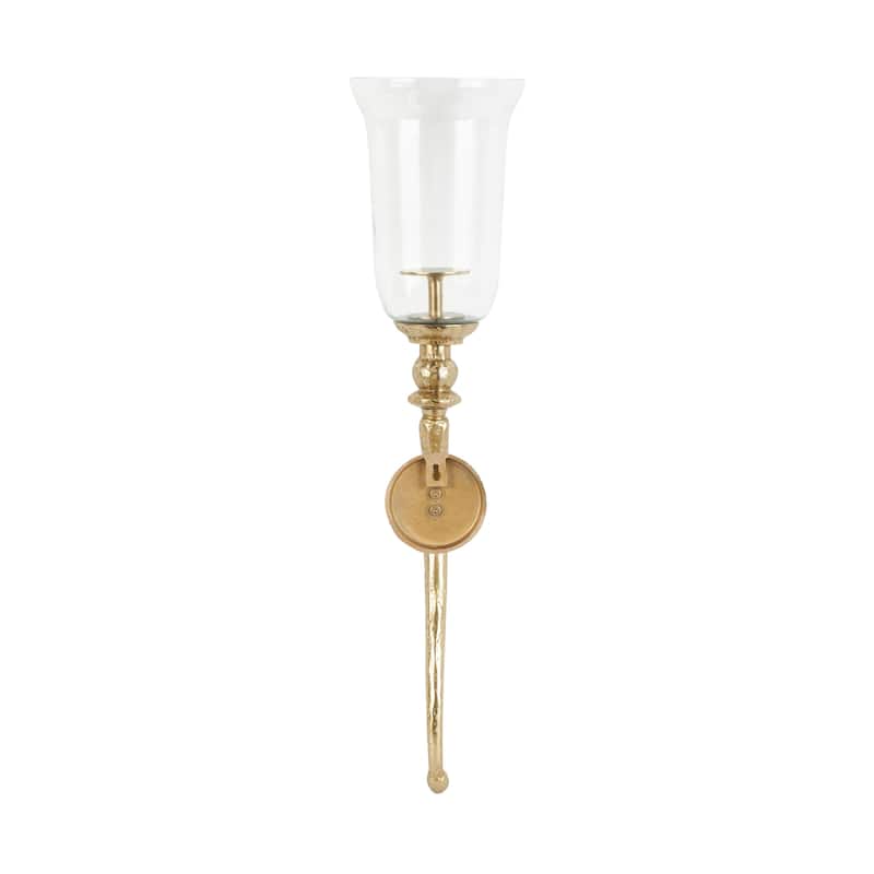 Aluminum Metal Textured Wall Sconce with Curved Shape - Gold - Roche River Decor