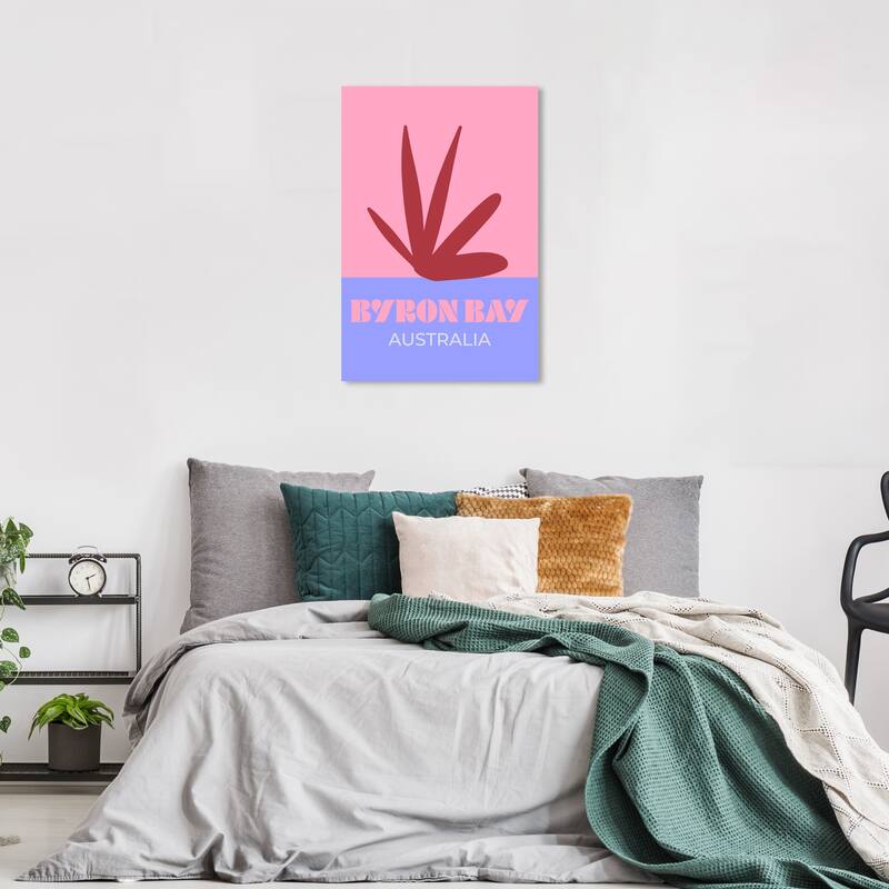 Wynwood Studio Canvas World and Countries Travel to Byron Bay Pink Modern & Contemporary Wall Art Canvas Print