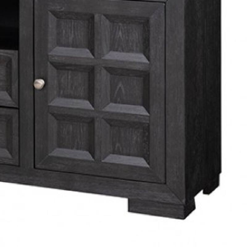 Kizie TV Stand Cabinet, Storage Drawers, Modern Black Wood, 72 Inch
