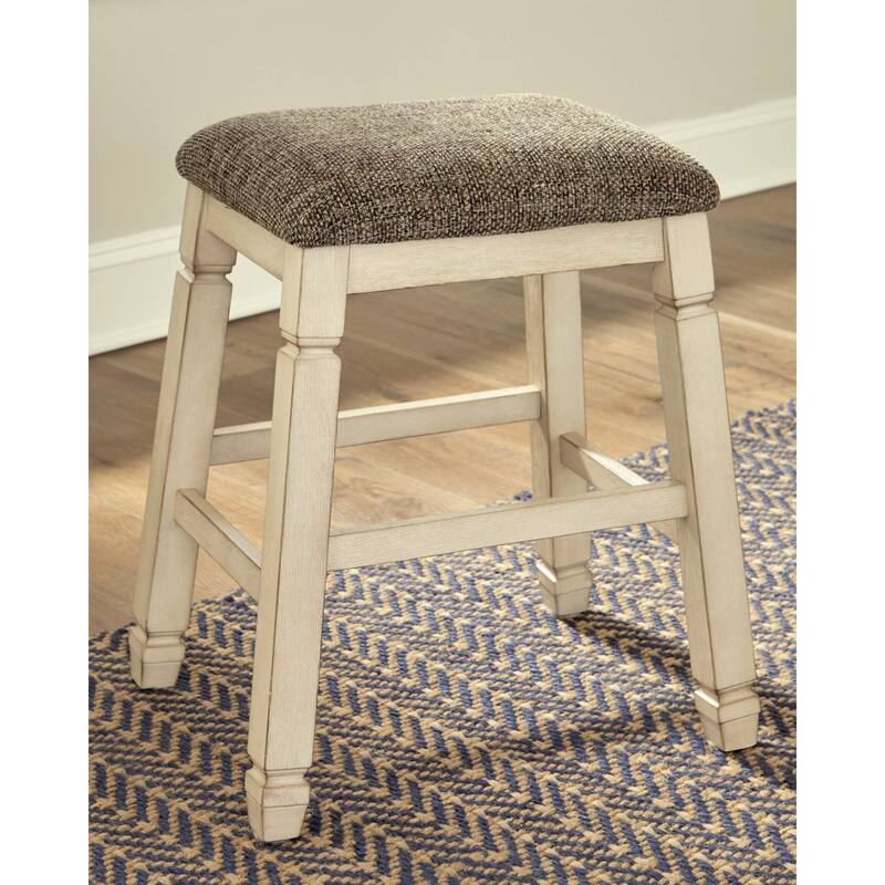 Bolanburg Farmhouse 24" Counter Height Upholstered Barstool, 2 Count, Whitewash