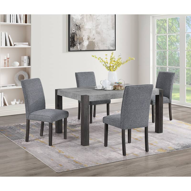 Marcia Gray Dining Chairs Set of 2 Rubberwood Modern Solid Back Side Chairs 39 Inch Height