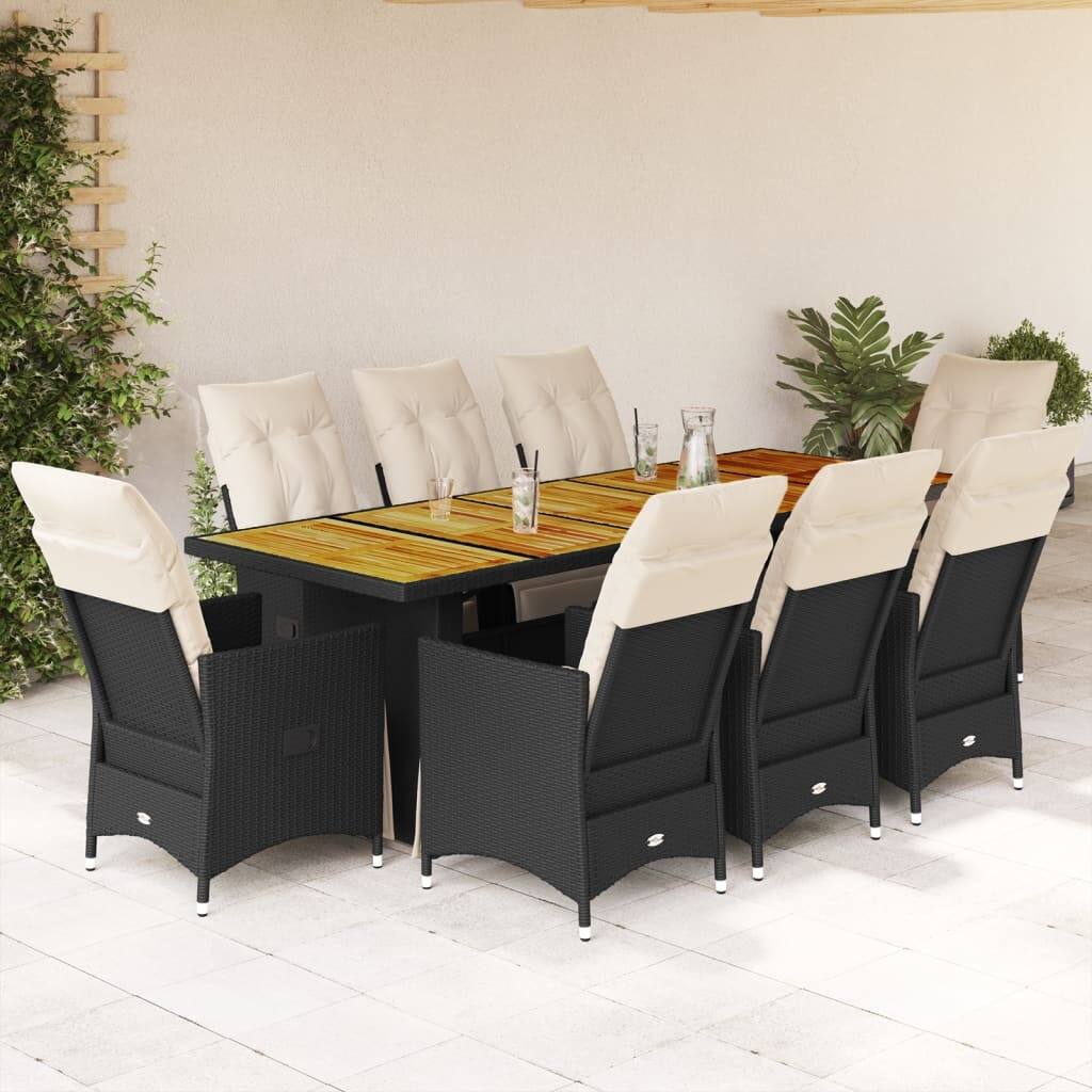vidaXL Patio Bistro Set with Cushions Outdoor Garden Furniture Poly Rattan - 35.4 x 94.5 x 29.5