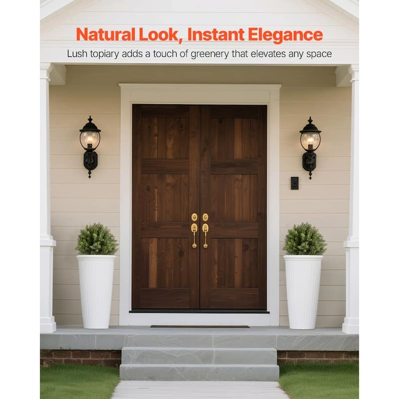 Set of 2 16-Inch Artificial Topiary Trees Eucalyptus & Stainless Steel Trunk, Lifelike PE Foliage - 11.8 x 11.8 x 16 in