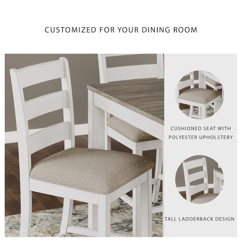 Signature Design by Ashley Skempton White Counter Height Dining Table and Bar Stools (Set of 7)