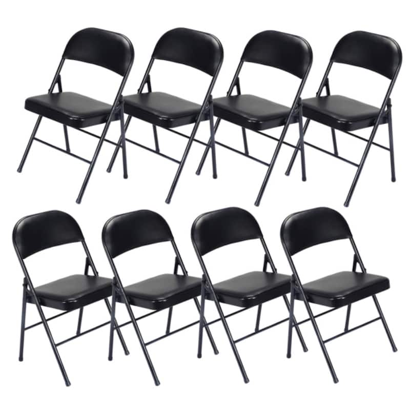 4pcs Elegant Foldable Iron & PVC Chairs for Convention & Exhibition Black - 15.75"L x 17.72"W x 30.71"H