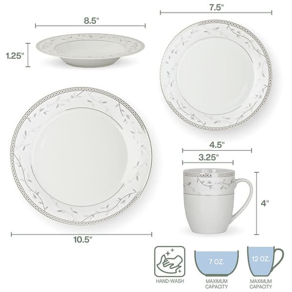 Fitz and Floyd Platinum Vine 32-Piece Dinnerware Set, Service for 8