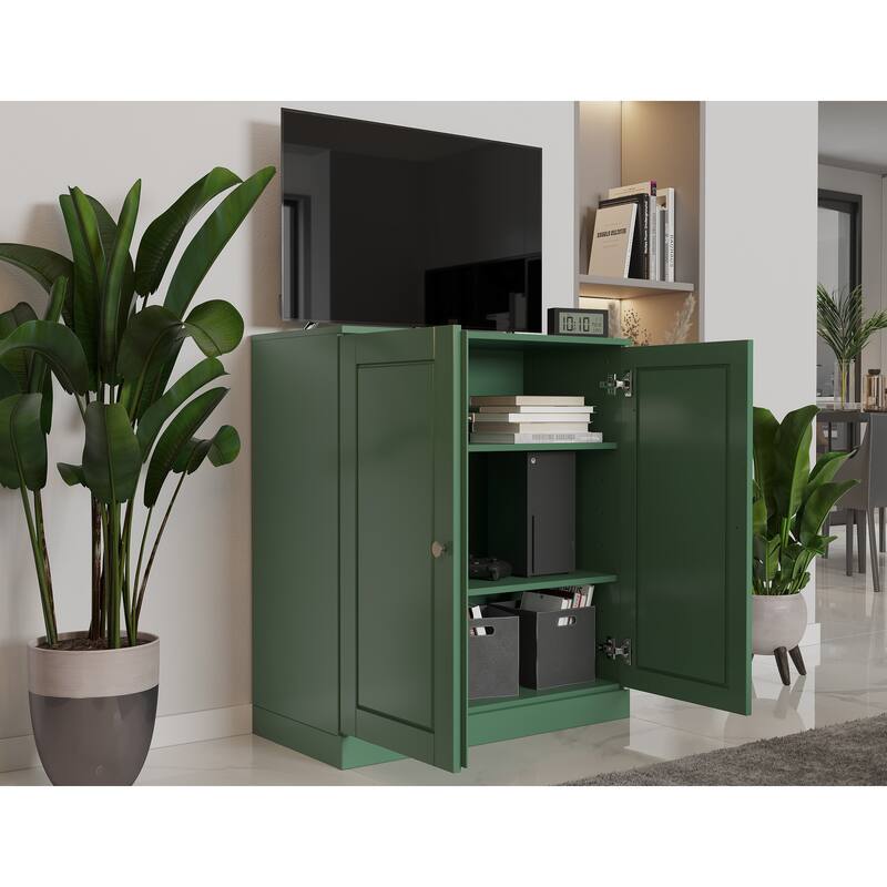 Palace Imports 100% Solid Wood TV Stand with Solid Doors for TVs up to 32"