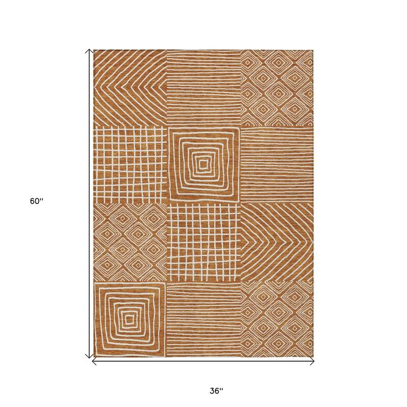 HomeRoots Geometric Transitional Rectangle Outdoor Rug