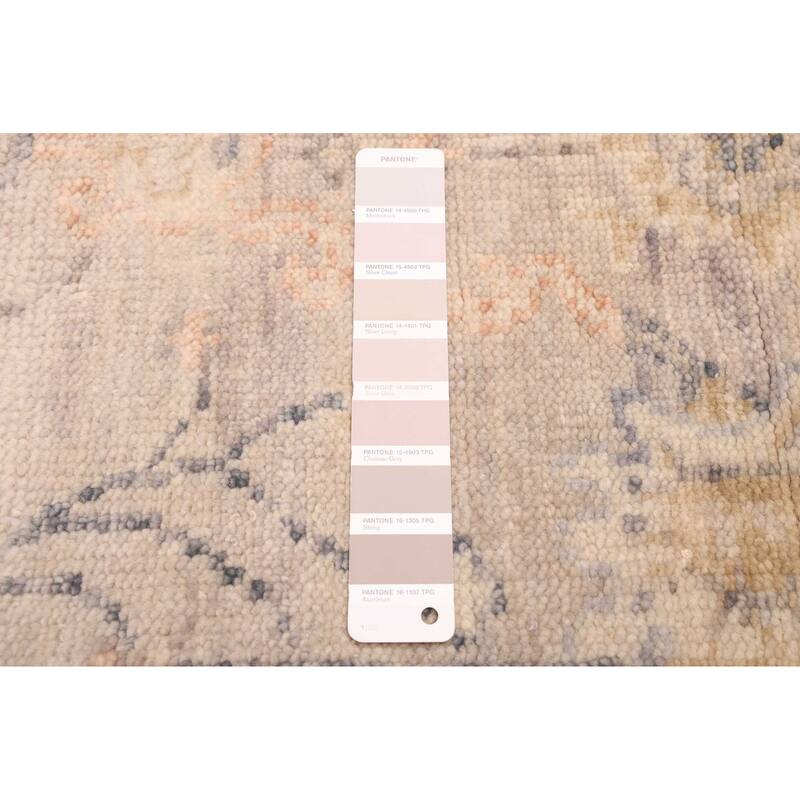 ECARPETGALLERY Hand-knotted Modern Oushak Light Grey Wool Rug - 2'5 x 8'1