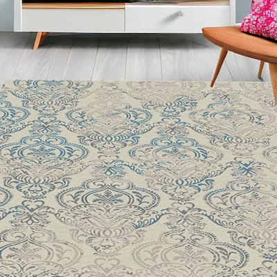 Guxo Distressed Stain Resistant Woven Area Rug By HomeRoots - 91' X '63' X '0.4