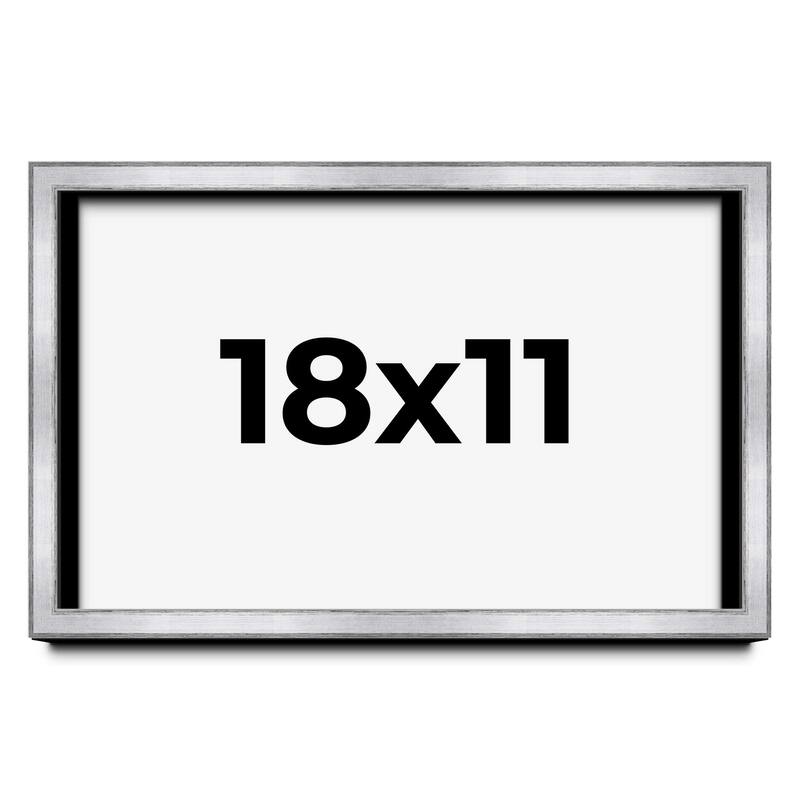 18x11 Shadow Box Frame Silver | 1.375 Inches Deep Real Wood