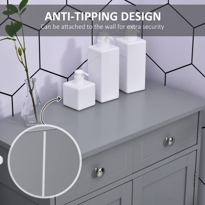 Wooden Bathroom Floor Cabinet - Grey