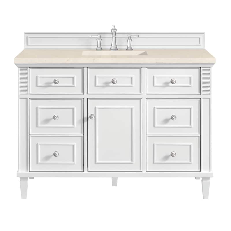 James Martin Vanities 424-V48-3EMR Lorelai 48" Single Basin Wood - Bright White - Painted