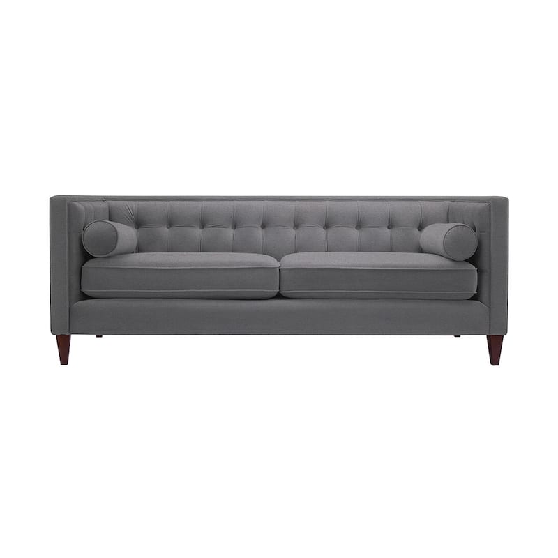 Jack 84" Mid-Century Modern Tuxedo Sofa with Bolster Pillows