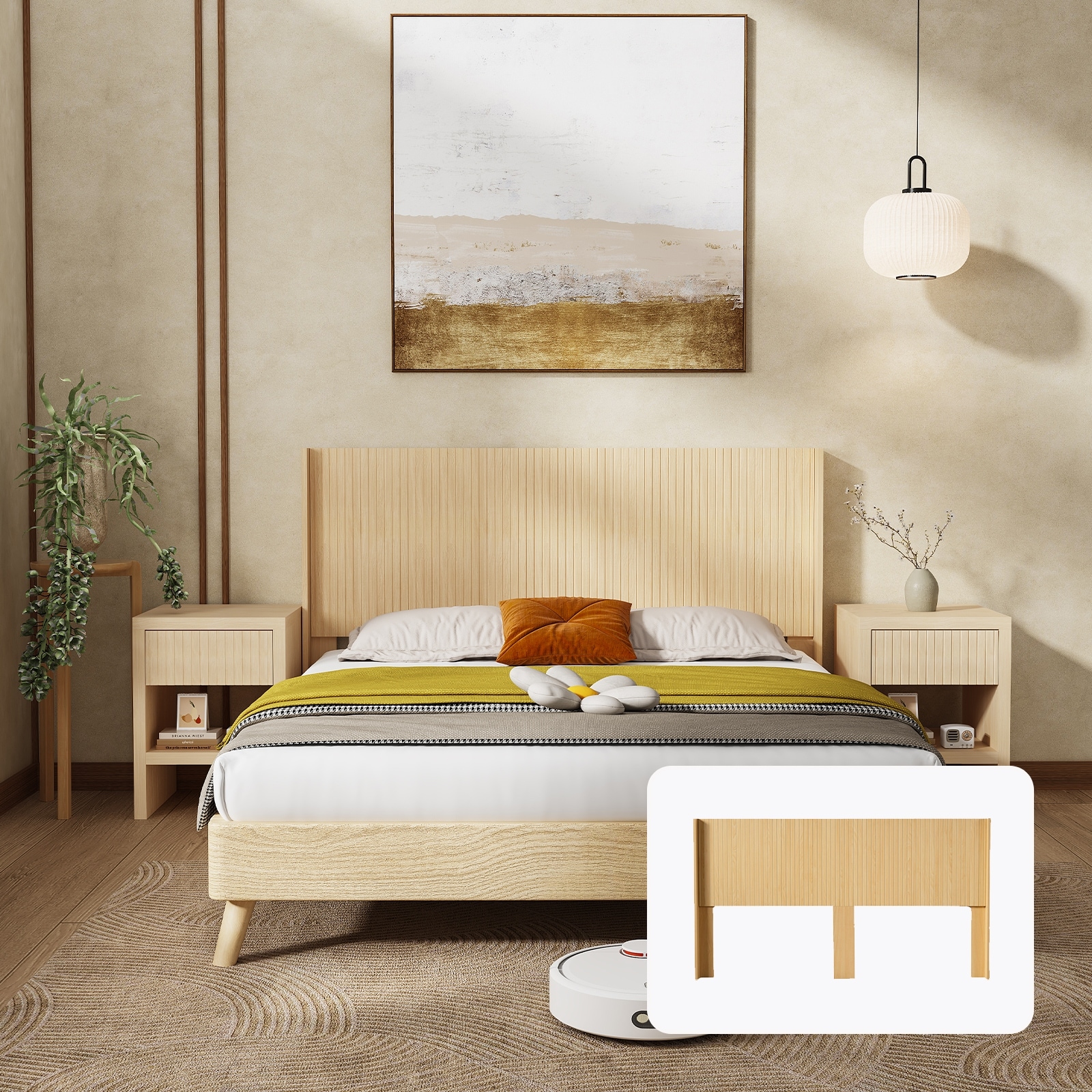 Wood Headboard King Size, 80.2" Wide Wooden King Headboard Only, Modern Farmhouse Headboards, Wall Mounted Fluted Panel