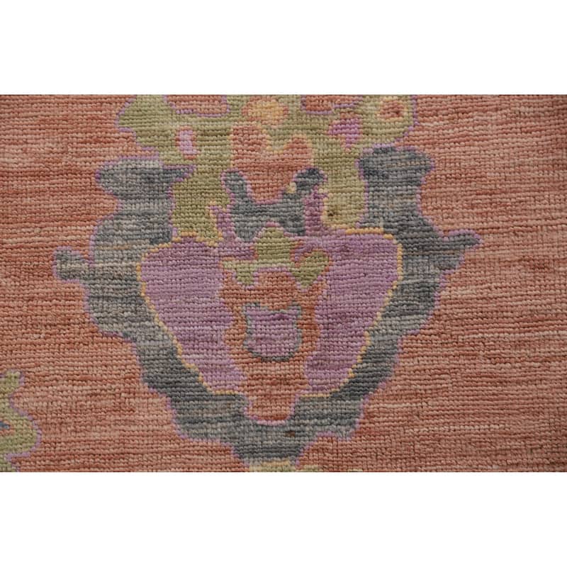 Hand Knotted Oriental 100% Wool Carpet Transitional All-Over Coral Oushak Area Rug - 10' 0'' X 8' 0''