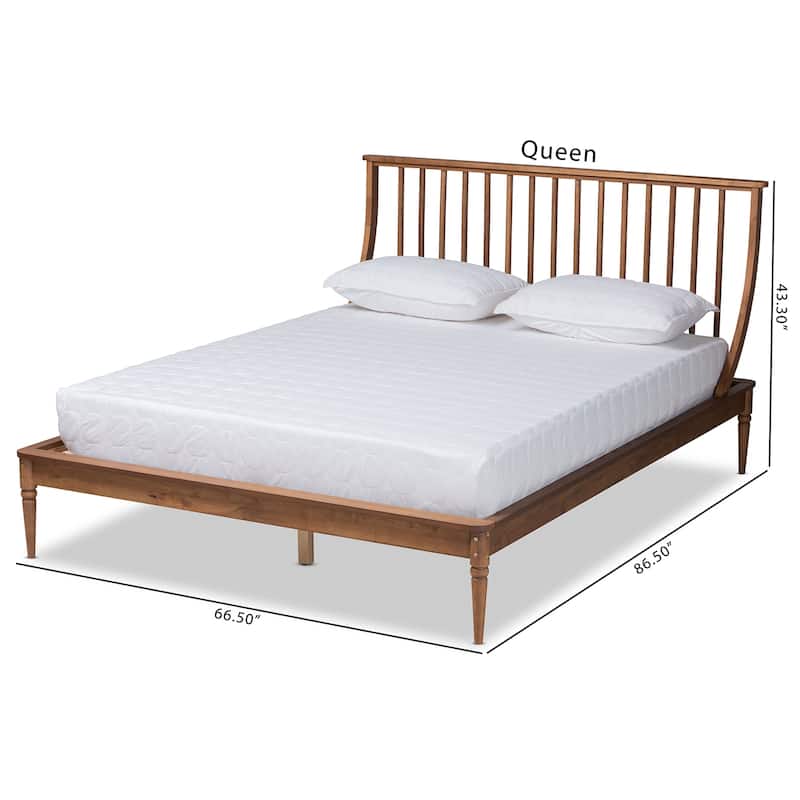 Abel Classic and Traditional Wood Platform Bed-Walnut Brown