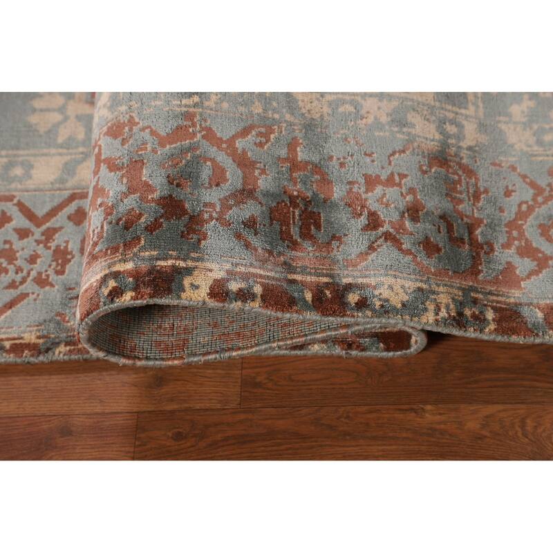 Contemporary / Abstract Area Rug Hand-Knotted Bedroom Wool Carpet - 6'6" X 9'9"