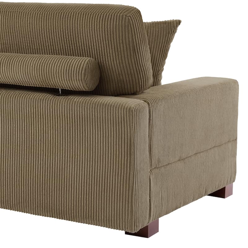 Corduroy Couch Modular Sectional Sofa with Pillows