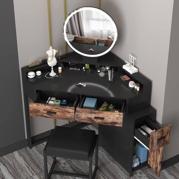 corner dressing table black 59