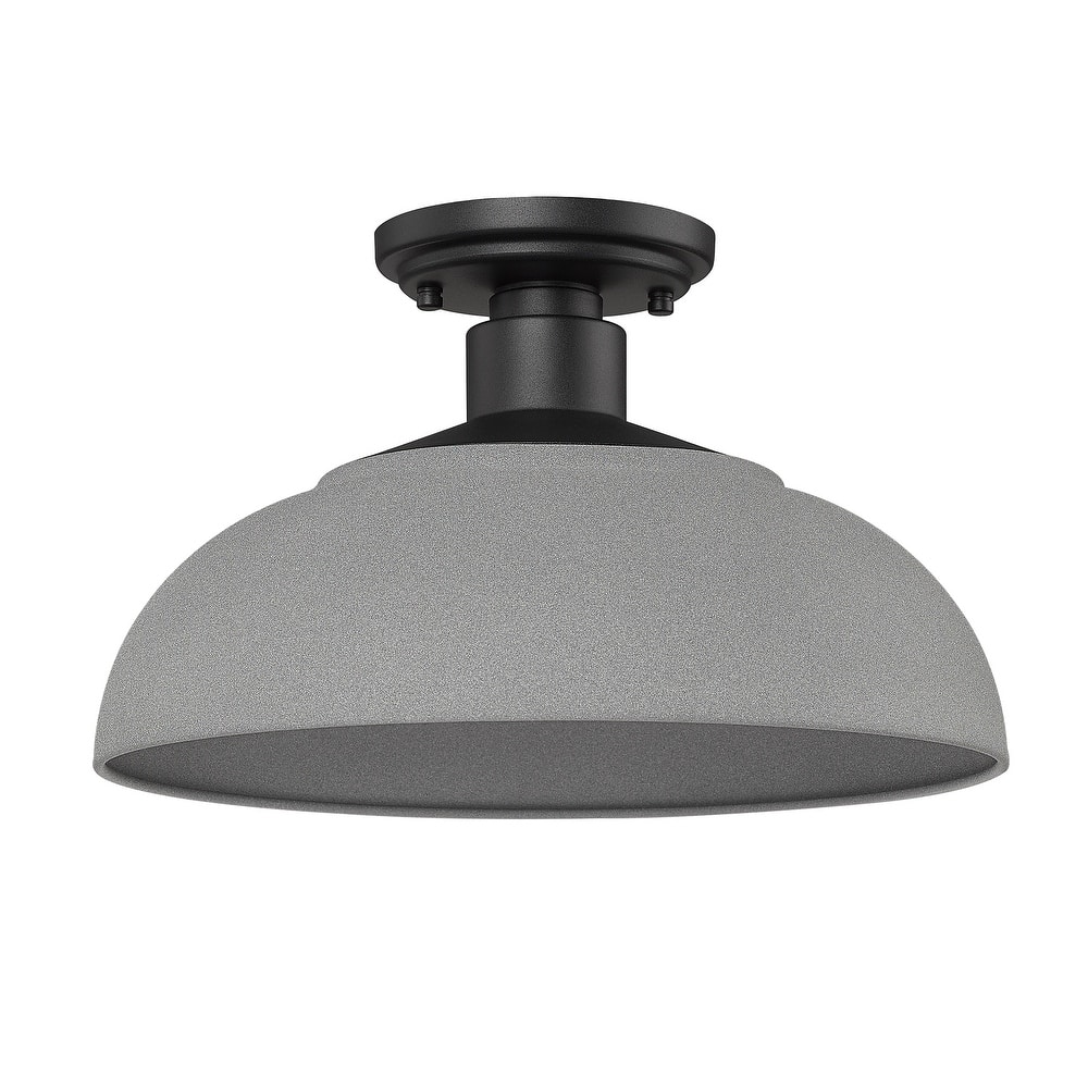 Levitt 13.625" Wide 1-Light Natural Black Outdoor Semi-flush