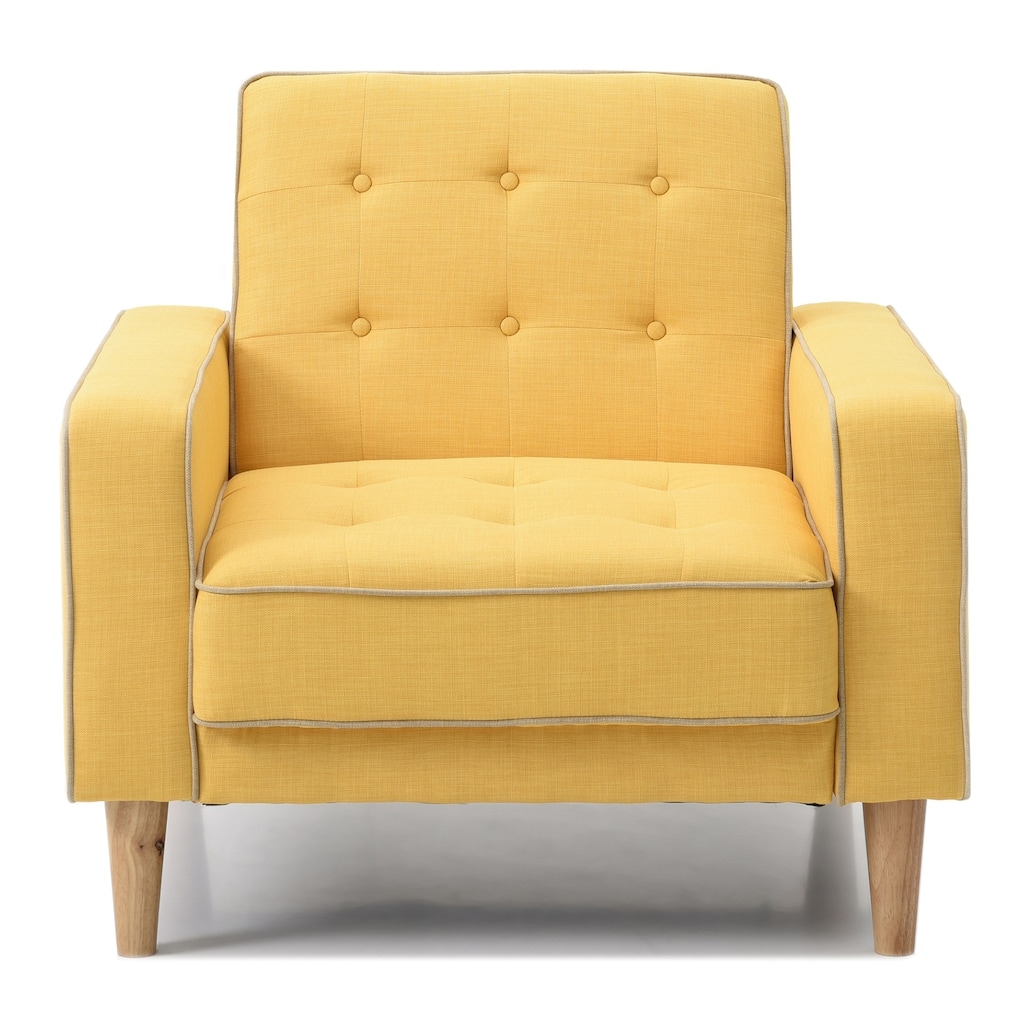 Tufted Accent Chair with Sleeper Conversion - 36" - Yellow