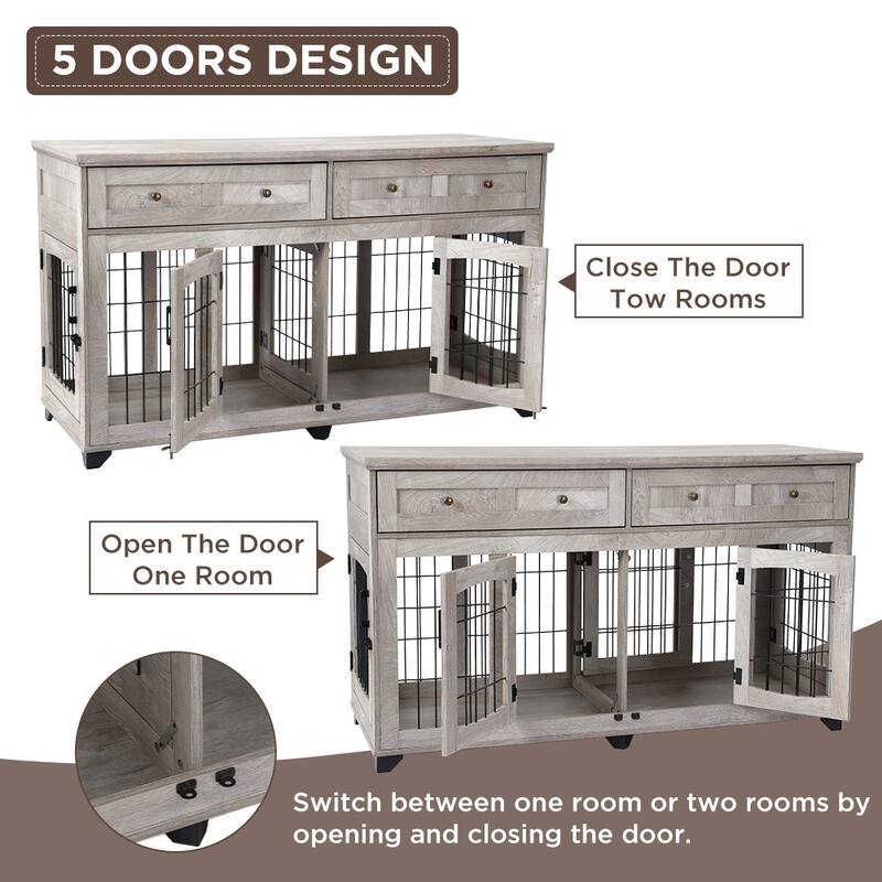58In Dog Crate Furniture with Drawers
