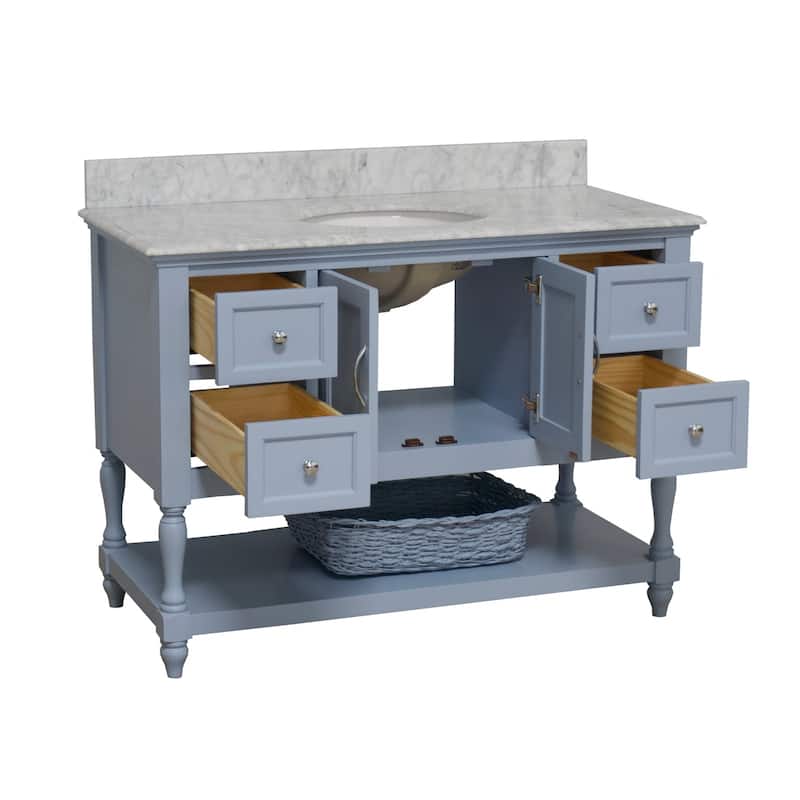 KitchenBathCollection Beverly 48" BathroomVanity w/ Carrara Marble Top